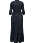 EP YAYING Blue V-Neck Pleated Dress