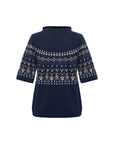 EP YAYING Folk Jacquard Funnel-Neck Cashmere Pullover