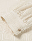 Serene Tone Quality Wardrobe Stretch Mulberry Satin Jacquard Mandarin Collar Silk Top