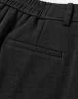 EP YAYING High-Waist Slim Wool-Cotton Brushed Black Pants