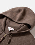 EP YAYING Brown Zip Cashmere Hooded Knit Jacket