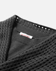 EP YAYING Openwork Shawl-Collar Cashmere Knit Top