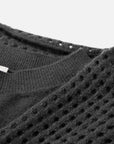 EP YAYING Openwork Shawl-Collar Cashmere Knit Top