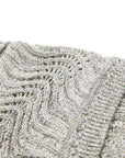YAYING Silk-Cotton Wave Knit V-Neck Cardigan