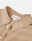 Sandy Mocha Cool Sleeveless Silk Embroidered Collar Sleeveless Top