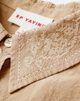 Sandy Mocha Cool Sleeveless Silk Embroidered Collar Sleeveless Top