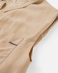 Sandy Mocha Cool Sleeveless Silk Embroidered Collar Sleeveless Top