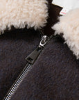 EP YAYING Wool-Yak Down Lapel Brown Jacket