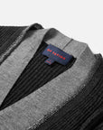 EP YAYING Blue Label Wool Color-Block V-Neck Slim Knit Cardigan