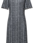 YAYING Embroidered Tweed Crew-Neck Dress