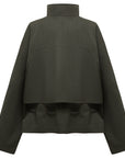 YAYING Funnel-Neck Short Wool Trench Coat