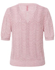 YAYING Silk-Cotton Wave Knit V-Neck Cardigan