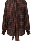 YAYING Plaid Wrap Bow-Collar Top