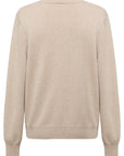 YAYING Oatmeal Embroidered Wool Cashmere Cardigan
