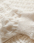 EP YAYING Blue Label Silk Wool Cashmere Ruffle-Collar Sweater
