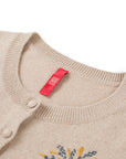 YAYING Oatmeal Embroidered Wool Cashmere Cardigan