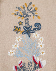 YAYING Oatmeal Embroidered Wool Cashmere Cardigan
