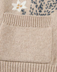 YAYING Oatmeal Embroidered Wool Cashmere Cardigan