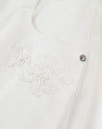 EP YAYING Peony Embroidered 4-Way Stretch Skirt-Front White Denim Skort