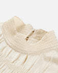 Silk Double-Face Satin Micro-Pleat Mandarin Collar Top