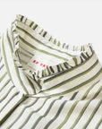 EP YAYING Green Stripe Ruffle Collar Blouse
