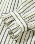EP YAYING Green Stripe Ruffle Collar Blouse
