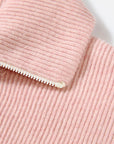 EP YAYING Full-Zip Lapel Ribbed Knit Cardigan