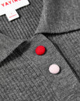 EP YAYING Polo Collar Waist-Fitted Cardigan
