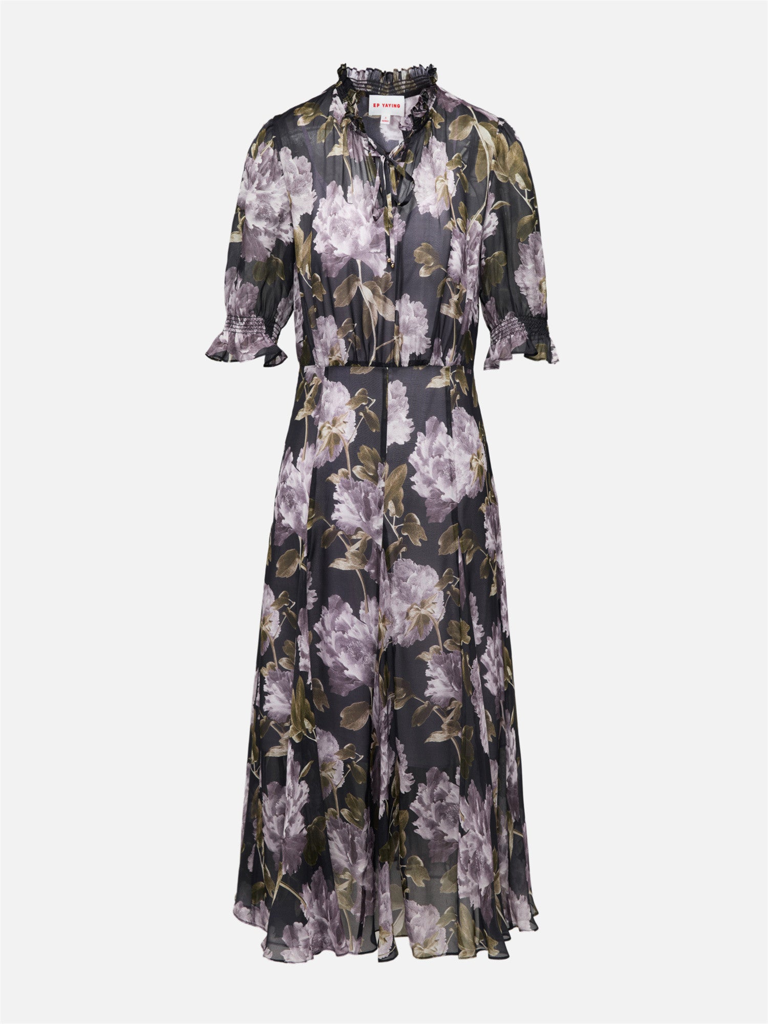 EP YAYING Silk Lantern Sleeve Dress EGKIS4613AP