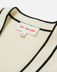 EP YAYING Cotton Cashmere Blended V-Neck Color-Block Knit Cardigan