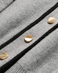 EP YAYING Cotton Cashmere Blended V-Neck Color-Block Knit Cardigan