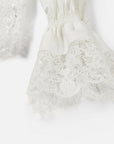 EP YAYING Lace-Splice Gathered High-Neck Blouse