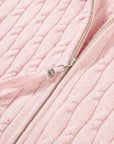 EP YAYING Cable-Knit Short Cardigan Coat
