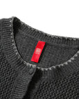 YAYING Crew Neck Flocked Cashmere Knit Cardigan