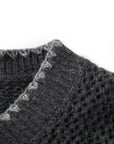 YAYING Crew Neck Flocked Cashmere Knit Cardigan
