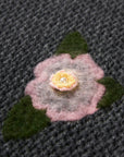 YAYING Crew Neck Flocked Cashmere Knit Cardigan