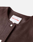 EP YAYING Leather Round Neck Leather Jacket