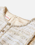 EP YAYING Light Gold Handcrafted Tweed Sleeveless Dress