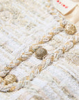 EP YAYING Light Gold Handcrafted Tweed Sleeveless Dress