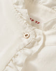 EP YAYING White Ruffle Stand Collar Wool Blouse