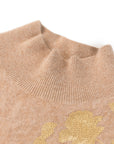 YAYING Beige Floral Knit Sweater