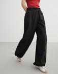 EP YAYING Technical Brushed Nylon Straight-Leg Wide-Leg Pants