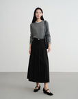 EP YAYING Slub Yarn Round Neck Knit Top