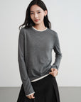 EP YAYING Slub Yarn Round Neck Knit Top