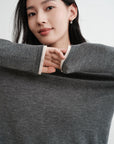 EP YAYING Slub Yarn Round Neck Knit Top