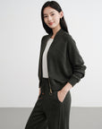 EP YAYING Worsted Wool Raglan Sleeve Straight Jacket Jacket