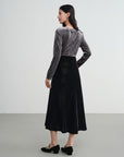 EP YAYING Blue Label Mulberry Silk Velvet Fishtail Skirt