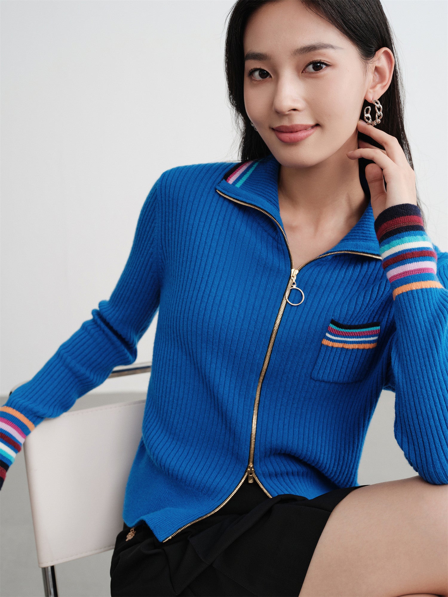 EP YAYING Wool Knit Zip-Up Sweater EGKIG9153AB