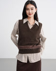 EP YAYING Yak Wool Ethnic Jacquard V-Neck Sweater Vest