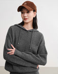 EP YAYING Metallic Thread Cashmere Hooded